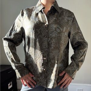 Vintage Carlisle Silk Printed Womans Top - Size Medium Large‎